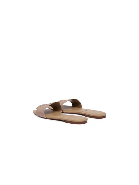 Calvin Klein Papucs Square Flat Sndl Embl Suede bézs