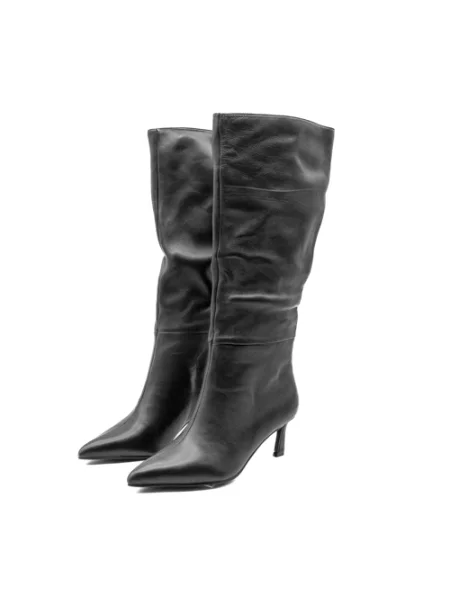 Botki Steve Madden skórzane na wysokim obcasie czarne