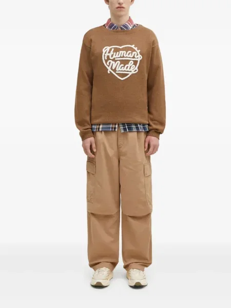 Pulover Human Made cu motiv cu inimi maro