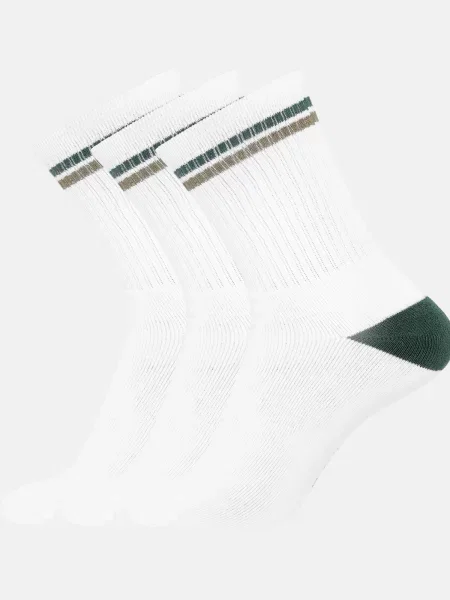 Copenhagen Bamboo Zokni 3 par hvide bambus tennissokker med army/olive striber' fehér