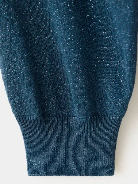 Sweter z lureksu z dekoltem w łódkę Teen XS MANGO TEEN ciemnoniebieski