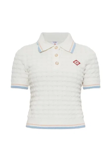 Tricou polo Casablanca tricotate alb