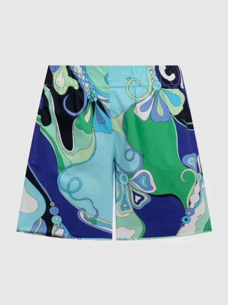Шорти із шовку в квітковий принт Emilio Pucci зелені