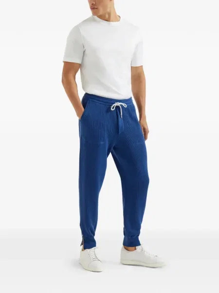 Pantaloni Brunello Cucinelli tricotate albastru