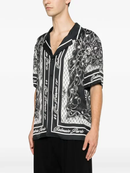 Cămașă Balmain cu imagine negru