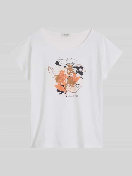 T-shirt o kroju loose fit z czystej bawełny Marc O'polo biała