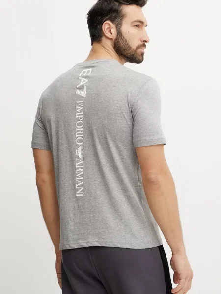 Тениска Emporio Armani с принт сиво