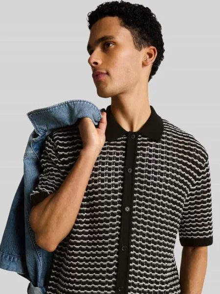 Koszulka polo o kroju regular fit z mieszanki bawełny Tom Tailor Denim czarna