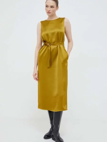 Weekend Max Mara rochie midi drept galben