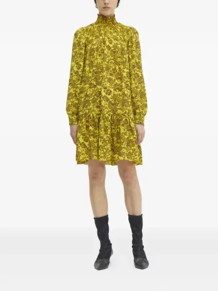 Rochie midi Rodebjer cu model floral cu imagine până la genunchi galben