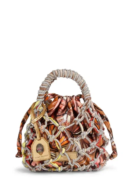 Kurt Geiger London klasična torbica Macrame Crystal Bag rjava