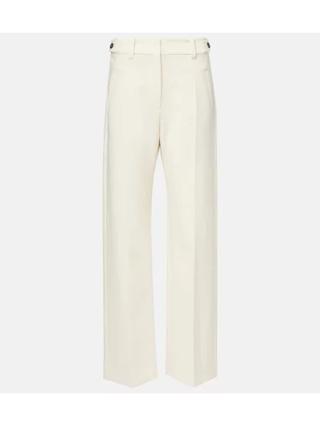 Pantaloni Brunello Cucinelli cu talie înaltă alb