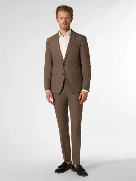 Finshley & Harding garnitur Mężczyźni Slim Fit jednolity 48 brązowy