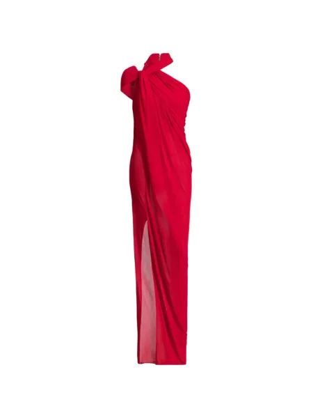 Lung rochie Balmain din jerseu drapată roșu