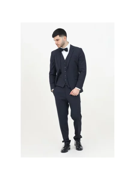 Spodnie do garnituru o kroju slim fit z zapięciem na guzik i błyskawiczny Selected Homme niebieskie