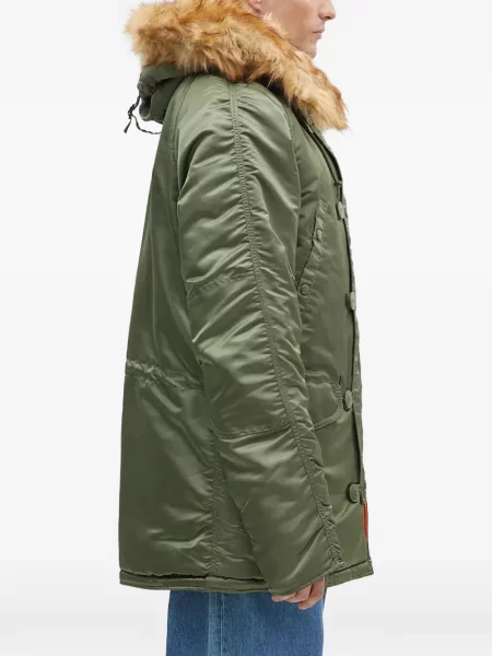 Palton Alpha Industries cu glugă verde