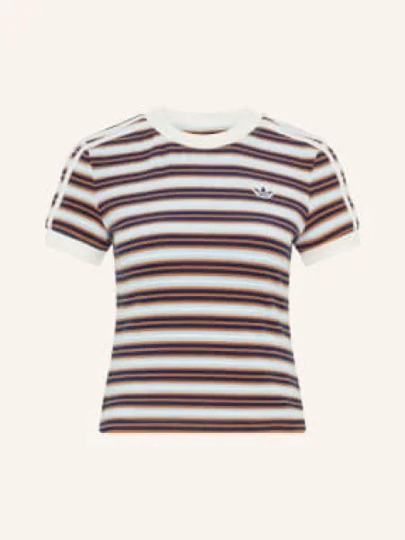 Adidas Originals Tričko Adidas Originals Summer Glow Slim Striped Z Froté tmavě / tmavě oranžová / tmavě modrá