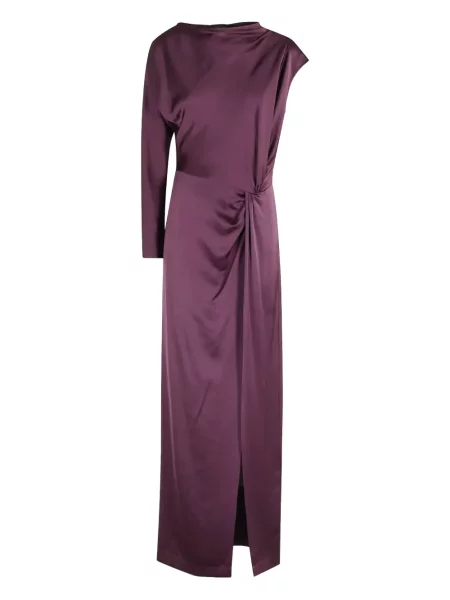 Sukienka Federica Tosi asymetryczna drapowana garniturowa fioletowa