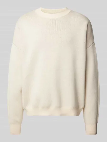 Sweter z dzianiny z prążkowanymi wykończeniami model ‘Brixton’ Prohibited biały
