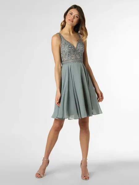 Luxuar Fashion sukienka wieczorowa Kobiety Koronka zielony|niebieski jednolity 36 niebieska