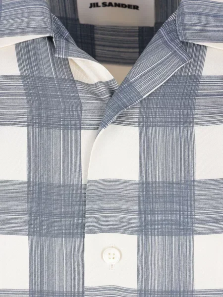 Cămașă Jil Sander în carouri scurtă alb