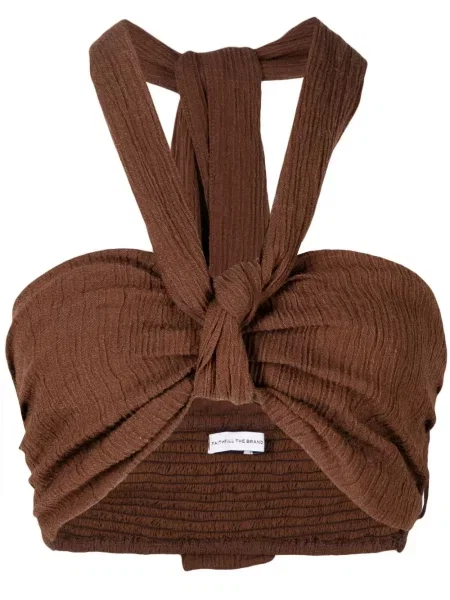 Top Faithfull The Brand z dekoltem halter brązowy