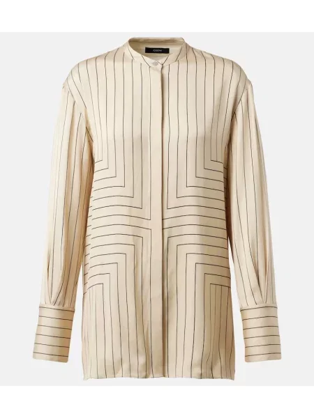 Cămașă Joseph de mătase cu dungi bej