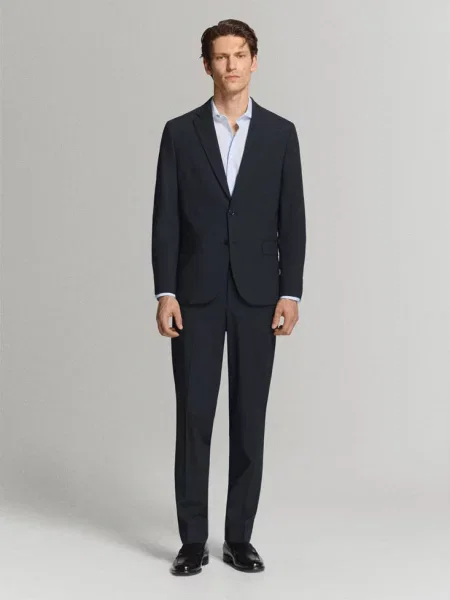 Spodnie garniturowe London regular fit Mężczyzna 38 MANGO MAN granatowy