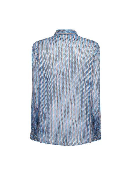Koszula Dries Van Noten w paski z paskiem niebieska