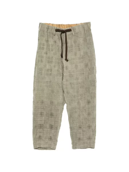 Pijamale Uma Wang în carouri cu cordon verde