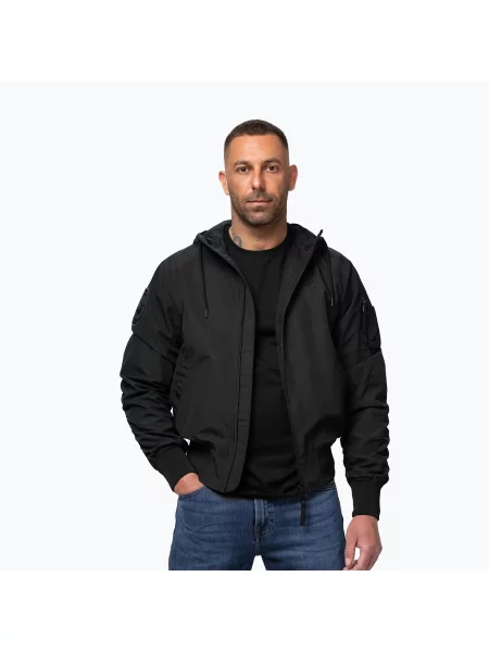 Férfi kabát Pitbull Hooper Hooded black. Méret: L fekete