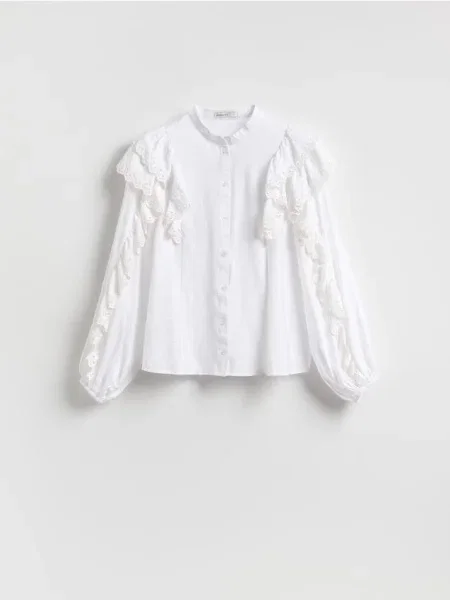 Reserved Cămașă cu volănașe alb