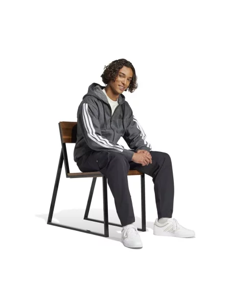 Fleecová pruhovaná fleecová mikina Adidas bílá