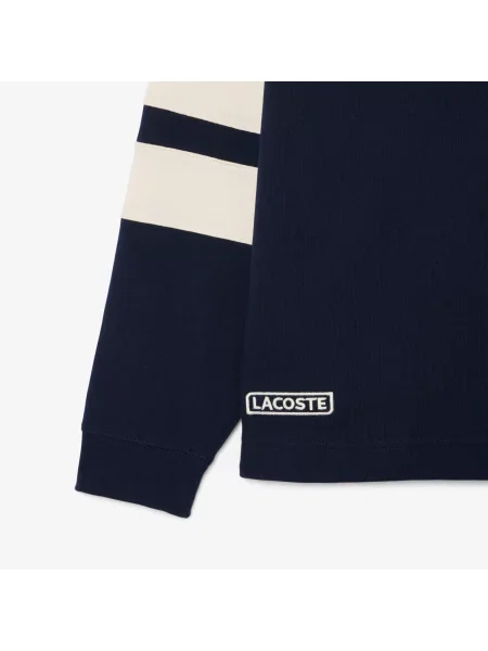 Lacoste Koszulka Rugby Z Kołnierzykiem Polo Z Długim Rękawem Z Blokadą Koloru Classic Fit granatowa