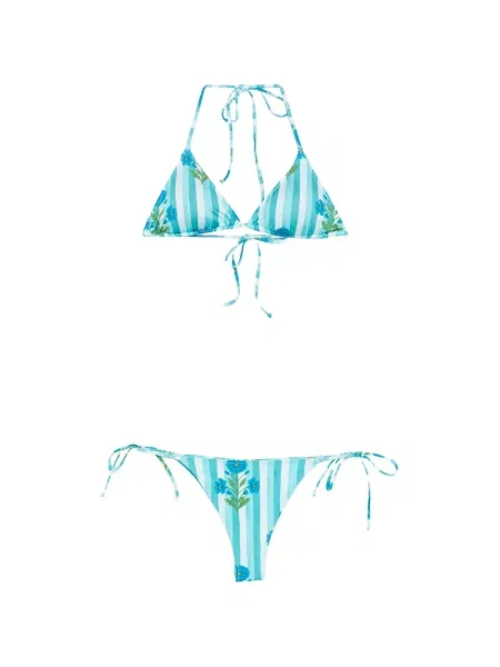 Bikini Mc2 Saint Barth s cvjetnim printom s printom plava