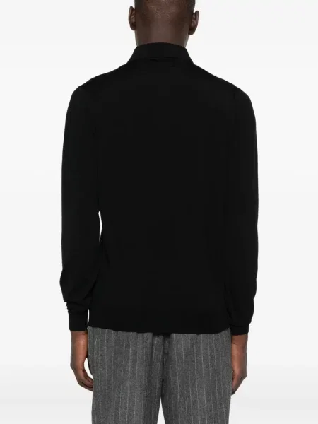 Lung tricou polo Lardini de lână negru