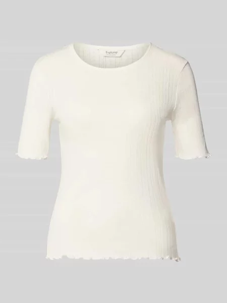 T-shirt z falistym brzegiem i okrągłym dekoltem model UNICA' B.young biała