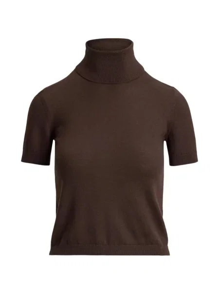 Scurt pulover Ralph Lauren Collection din cașmir maro