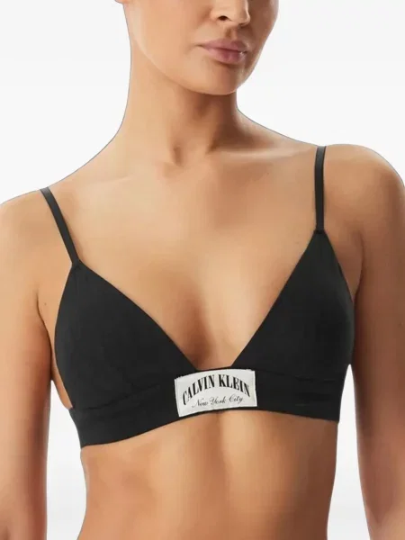 Sutien bralette Calvin Klein Underwear cu autograf negru