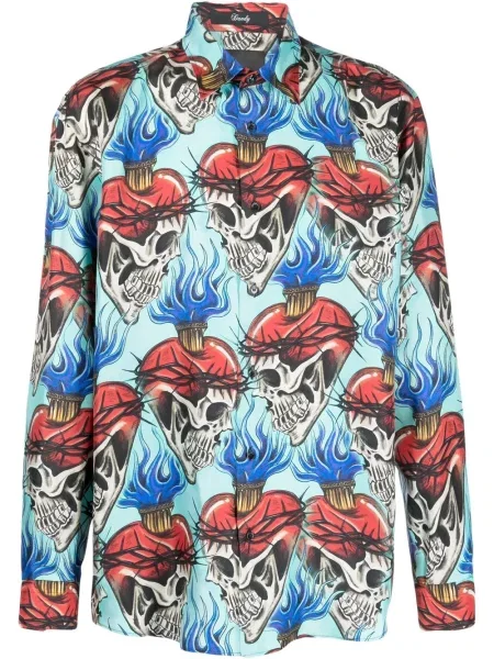 Cămașă Philipp Plein cu imagine albastru