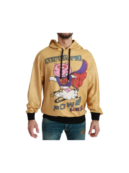 Bluza z kapturem Dolce And Gabbana z kapturem żółta