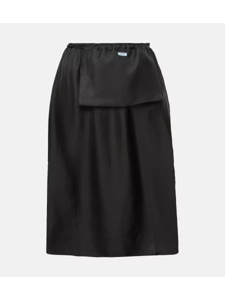 Fustă midi Prada de mătase până la genunchi negru
