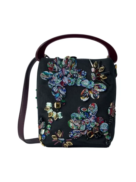 Haftowana torebka Dries Van Noten czarna