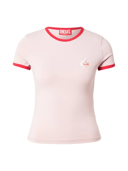 DIESEL Tricou UNCUTIES roz / roșu alb