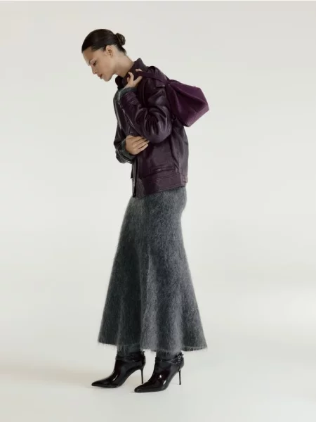 Reserved Максі спідниця з вовною темно-сірий сіра