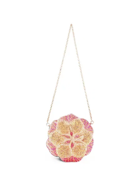 Geantă plic Judith Leiber cu model floral roz
