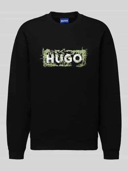 Bluza o kroju relaxed fit z czystej bawełny model Niviocrew' Hugo Blue czarna