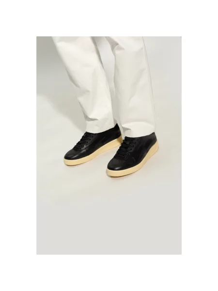 Sneakersy Jil Sander skórzane z logo czarne