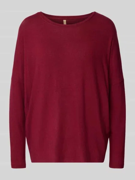 Bluza z prążkowanym okrągłym dekoltem model ‘Biara’ Soyaconcept bordowa