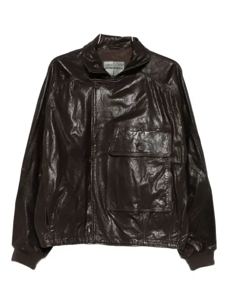 Geanta de piele Emporio Armani maro